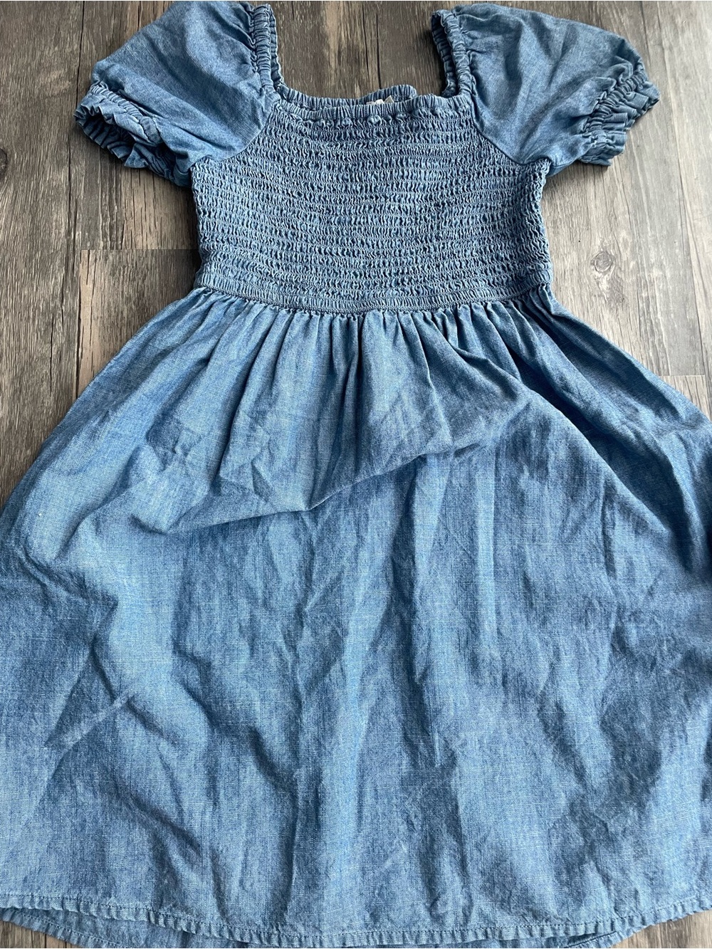 Crewcuts Blue Denim Smocked Puff Sleeve Dress